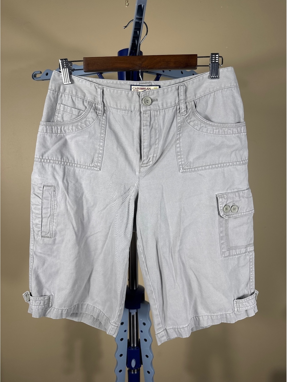 Caribbean Joe Light Gray Cotton Cargo Shorts